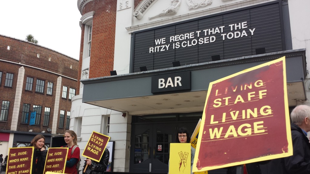 Workers at the Ritzy Cinema in Brixton strike for living wage 