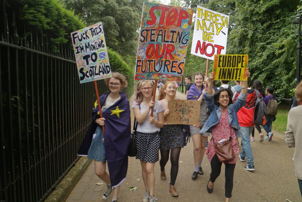 Protestors joined the picnic for Europe in Green Park after the rally. Photo: Steve Eason. 