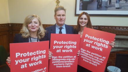 Tracy Brabin, Melanie Onn and Kier Starmer launch the Bill to protect workers' rights post-Brexit 