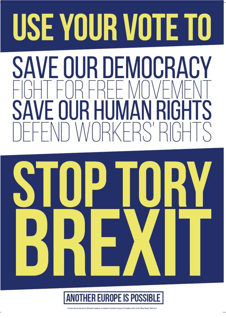 Get your free materials – Use Your Vote to Stop Tory Brexit